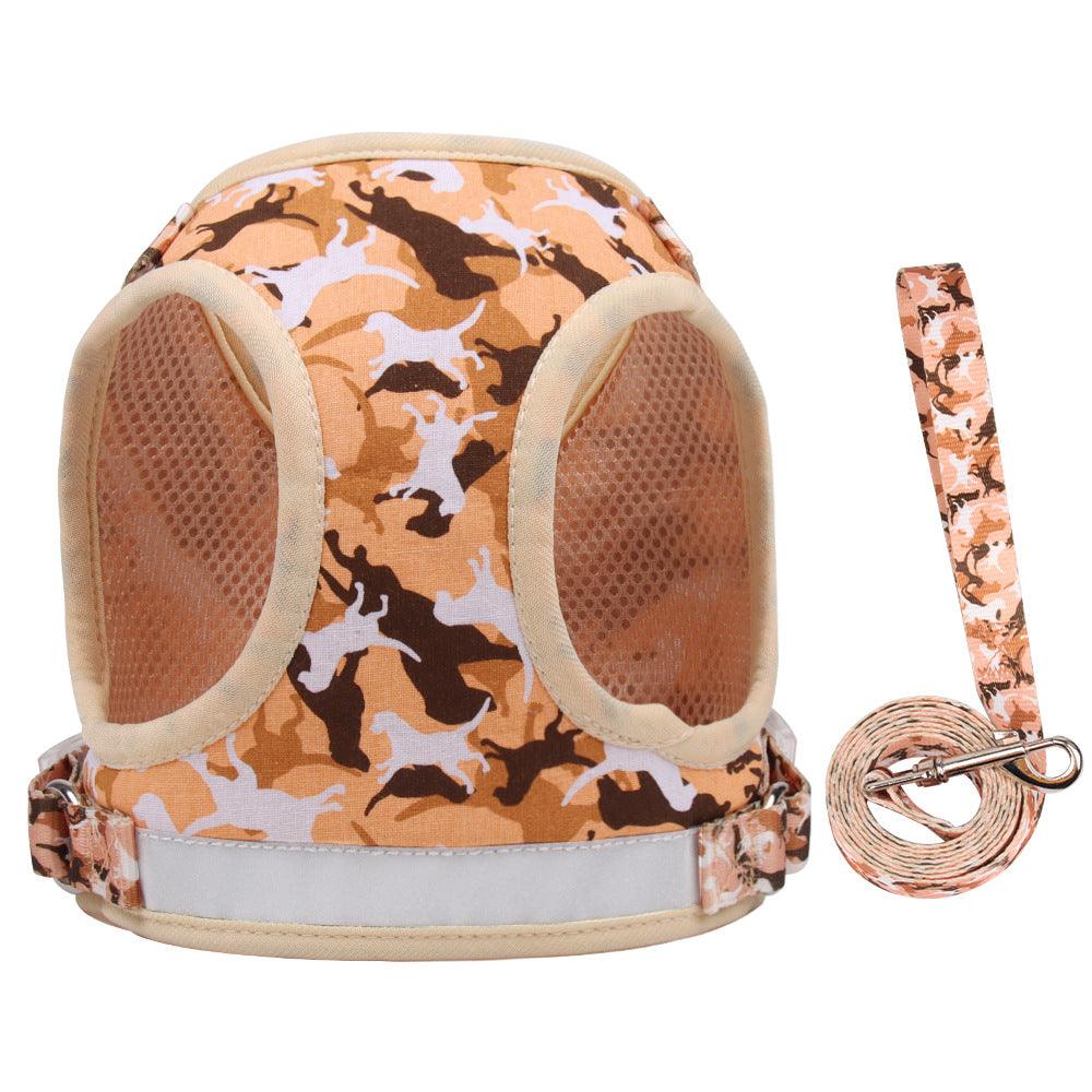 Reflective Adventure Pet Harness With Printed Leash