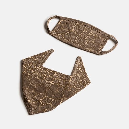 🐍✨ Matching Human & Dog Bandana & Face Mask Bundle – Snakeskin Print