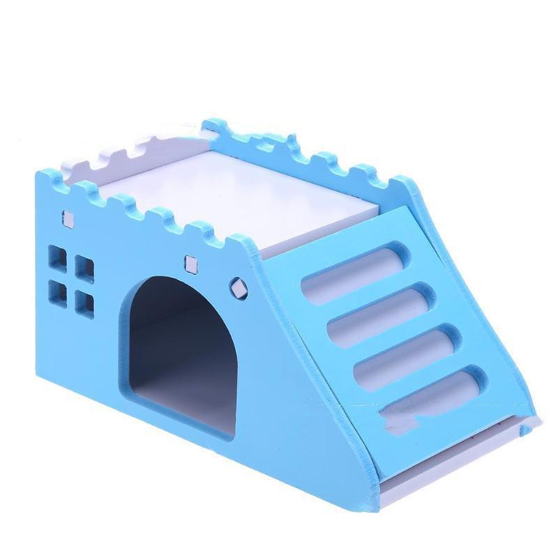 Colorful Wooden Hamster Sleeping Nest With Slide Toy And Small Bed