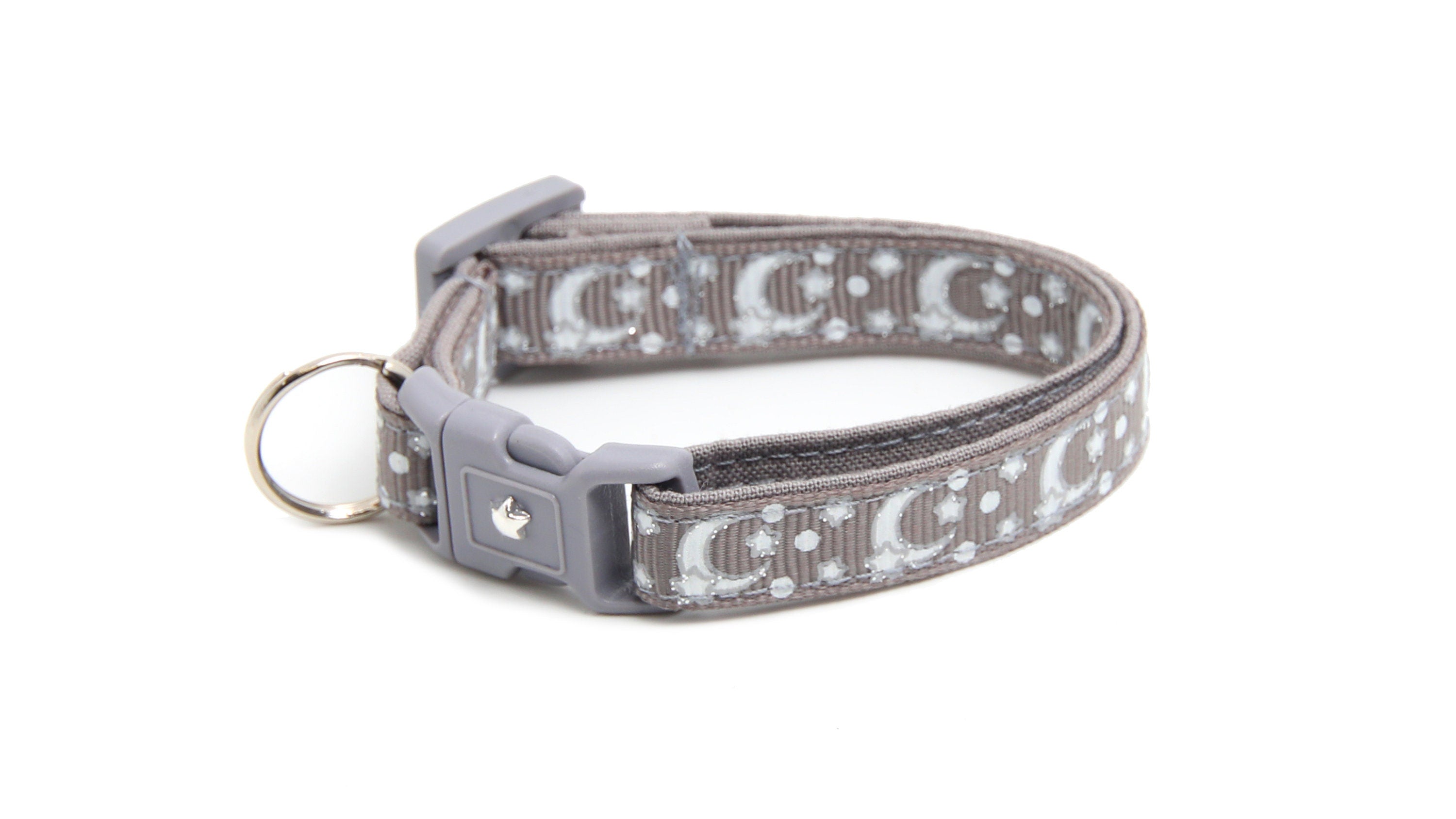 Silver Moons and Stars on Silver Cat Collar